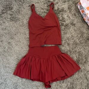 Aerie Red Tank Top and Skirt Set